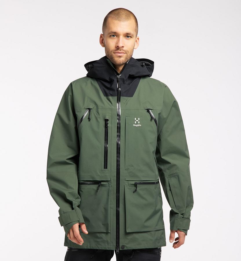 Haglöfs Mens Vassi GTX Pro Ski Jacket Dark Green/Black New Zealand 16398GMEH